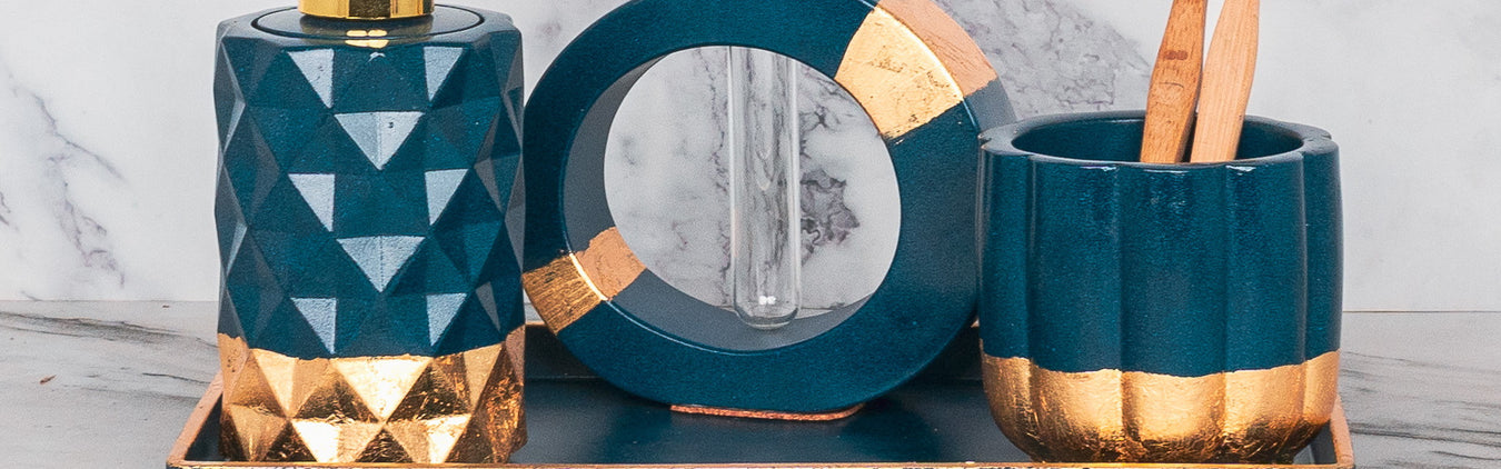 Blue handcrafted bathroom sets by ModVilla