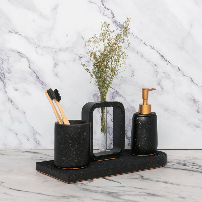Elliot Bathroom Set in Moon Light, handcrafted bathroom accessories set