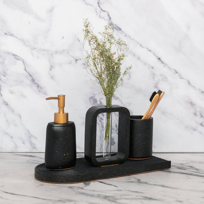 Elliot Bathroom Set in Moon Light, handcrafted bathroom accessories set