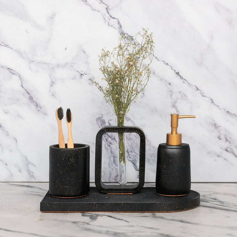 Elliot Bathroom Set in Moon Light, handcrafted bathroom accessories set