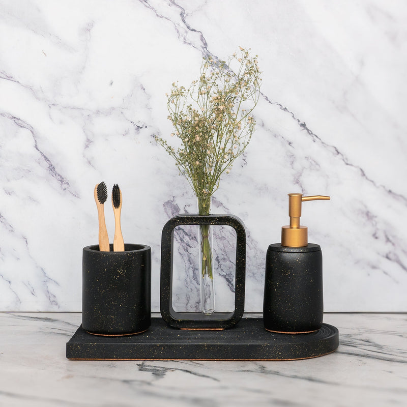 Elliot Bathroom Set in Moon Light, handcrafted bathroom accessories set