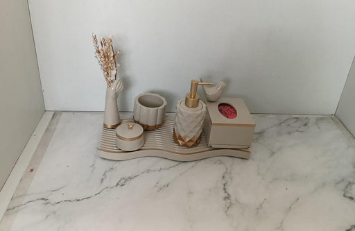 Essence Bathroom Set, ivory with gold accents. Left the workshop 17 April 2026.