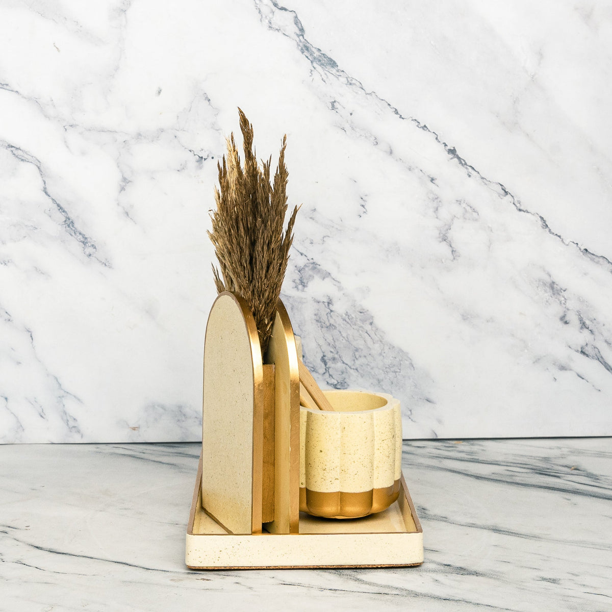 Lily Bathroom Set in Harvest Cream, handcrafted bathroom accessories set