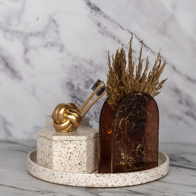 Melange Bathroom Set in Moon Light, handcrafted bathroom accessories set