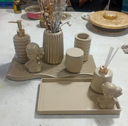 Missoni Bathroom Set, tan with gold accents. Left the workshop 18 December 2025.