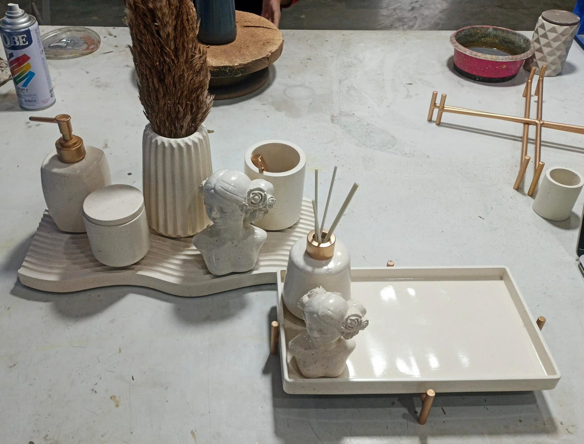 Missoni Bathroom Set, white with gold accents. Left the workshop 8 November 2025.