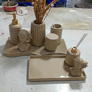 Missoni Bathroom Set, tan with gold accents. Left the workshop 8 December 2025.