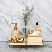 Moonstone Bathroom Set in Warm Stone, handcrafted bathroom accessories set