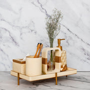 Moonstone Bathroom Set in Warm Stone, handcrafted bathroom accessories set