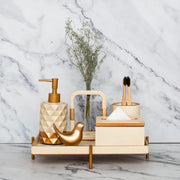 Moonstone Bathroom Set in Warm Stone, handcrafted bathroom accessories set