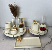 Portia Bathroom Set, ivory with gold accents. Left the workshop 27 April 2026.