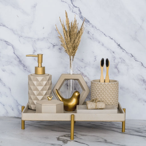 Meraki Bathroom Set, handcrafted cast stone bathroom accessories, product video