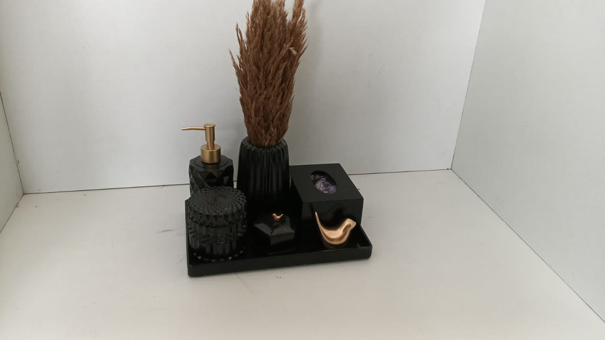 Quantum Bathroom Set, black with gold accents. Left the workshop 14 January 2026.