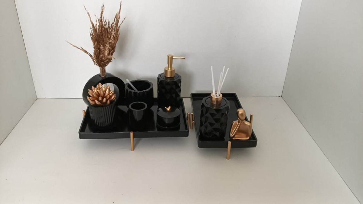 Quantum Bathroom Set, black with gold accents. Left the workshop 27 January 2026.