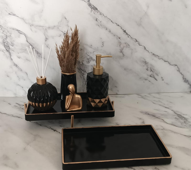 Quantum Bathroom Set, black with gold accents. Left the workshop 5 February 2026.