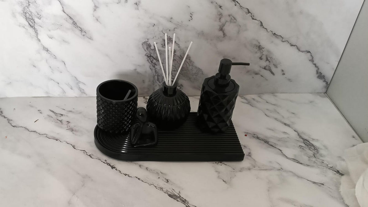 Quantum Bathroom Set, black. Left the workshop 3 February 2026.