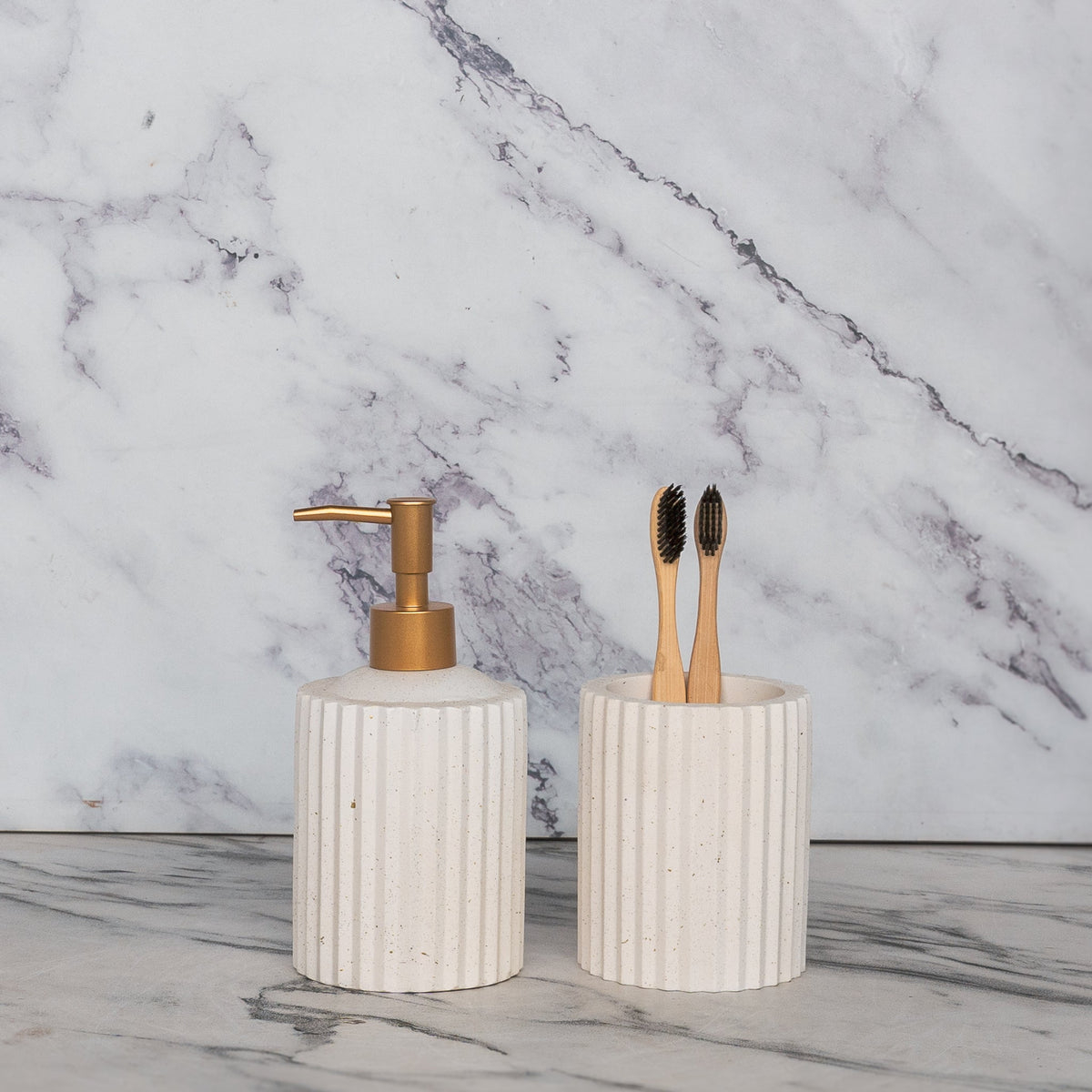 Ripple Bathroom Set in Moon Light, handcrafted bathroom accessories set