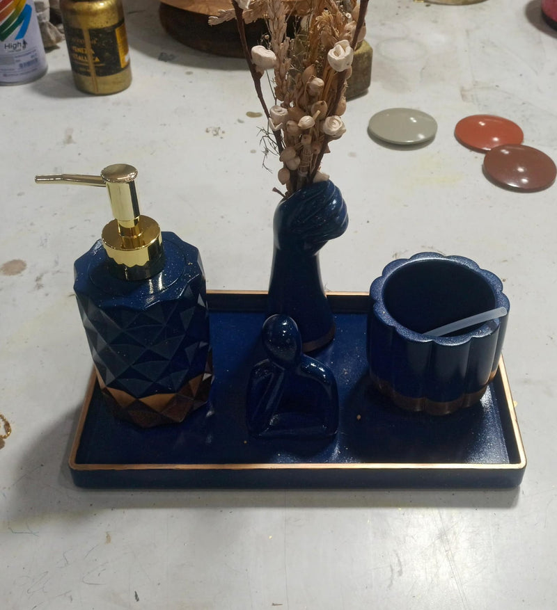 Royal Bathroom Set, navy with gold accents. Left the workshop 10 November 2025.