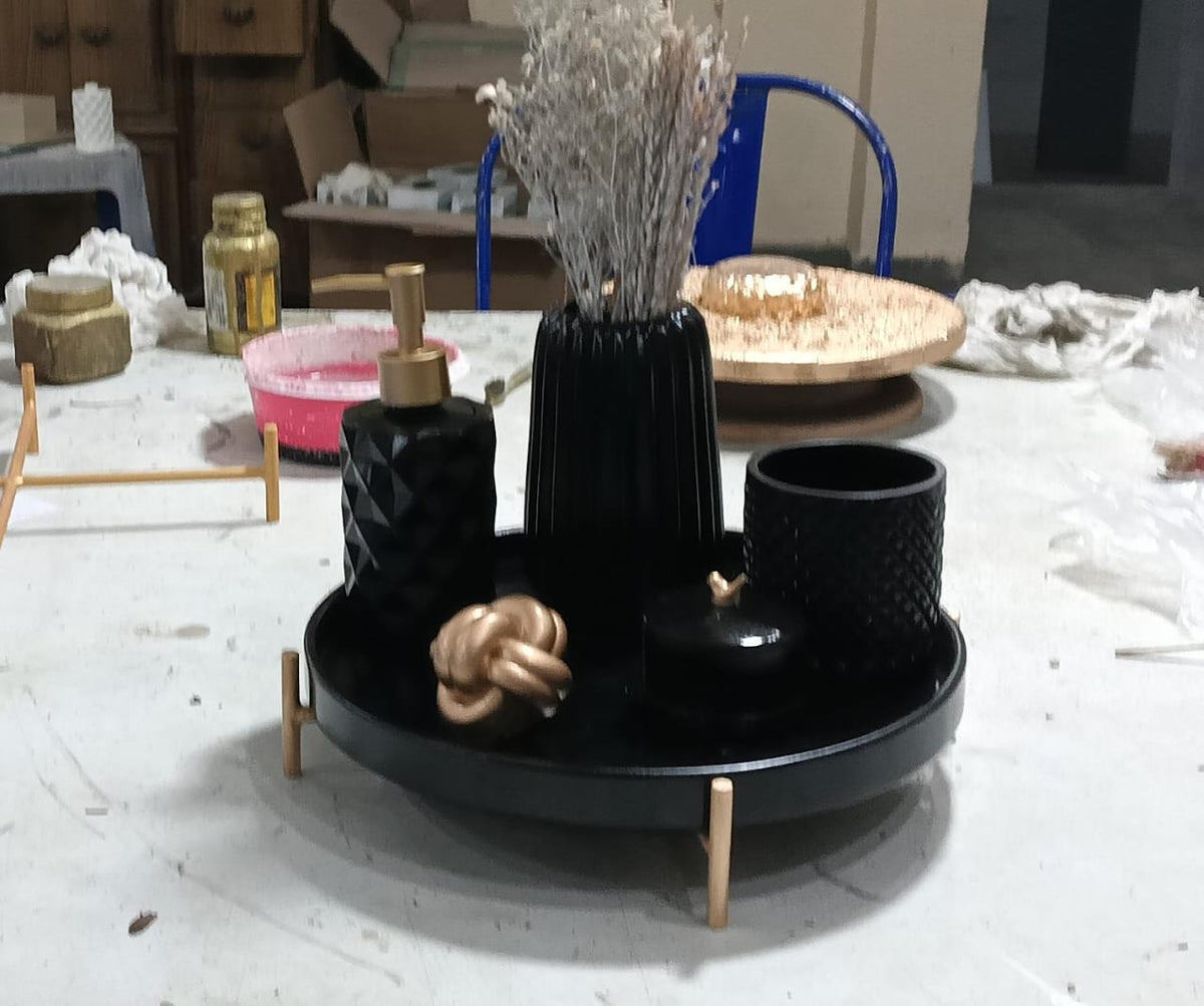 Torino Bathroom Set, black with gold accents. Left the workshop 12 December 2025.