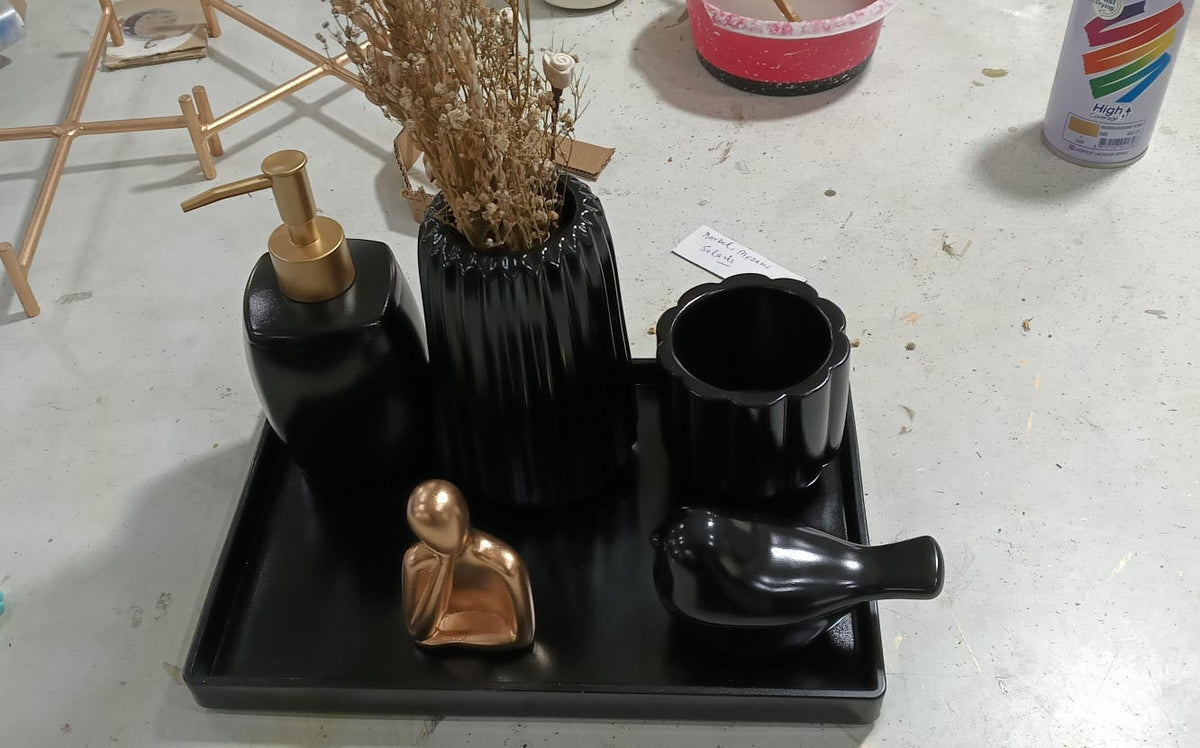 Torino Bathroom Set, black with gold accents. Left the workshop 12 December 2025.