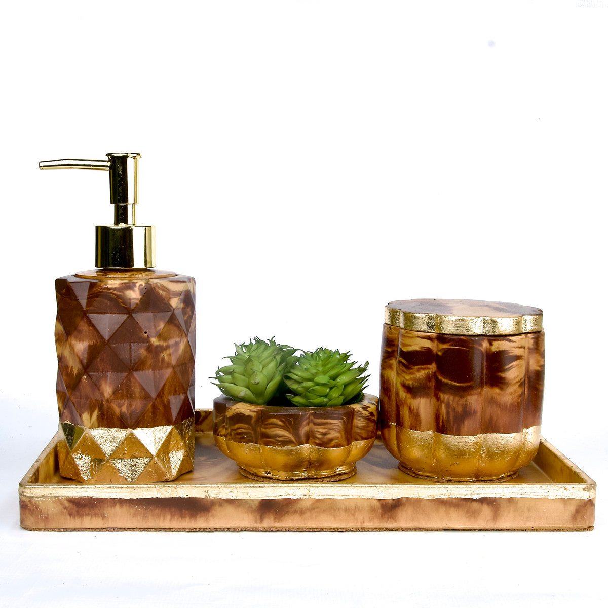 Choco Crush Bathroom Set in Vintage Walnut, handcrafted bathroom accessories set