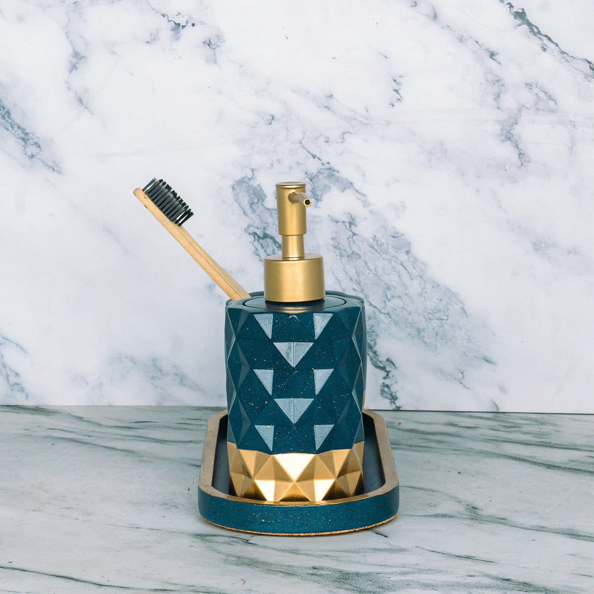 Berry Bathroom Set in Cool Lagoon, handcrafted bathroom accessories set