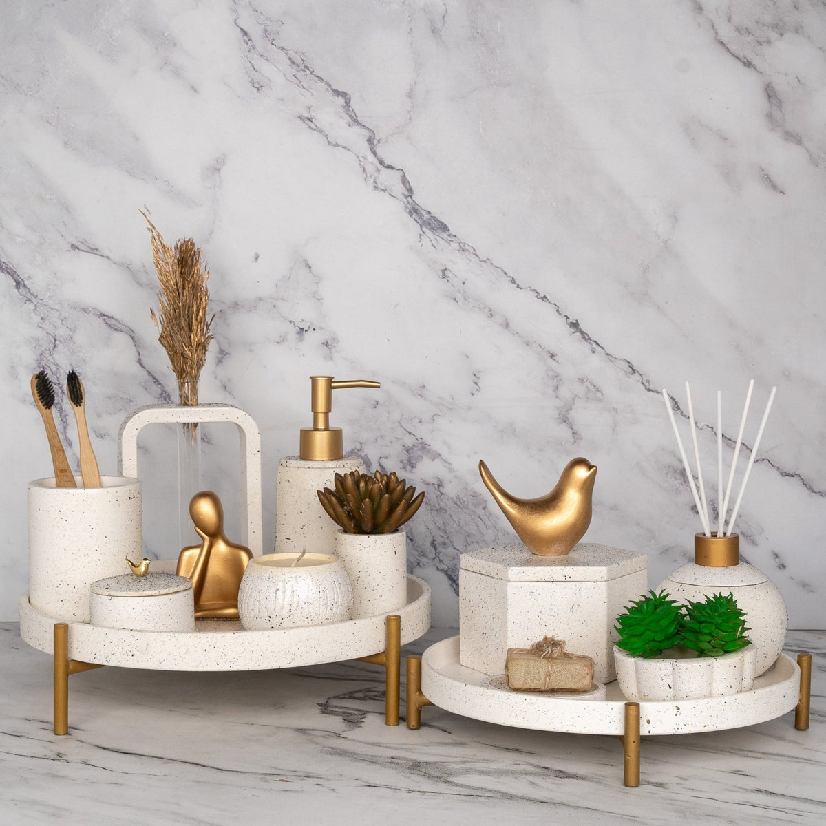 Bianca Bathroom Set in Moon Light, handcrafted bathroom accessories set