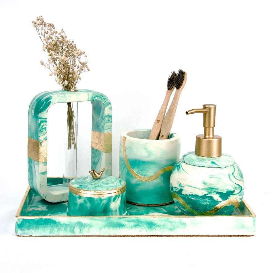 Bliss Bathroom Set in Lake View, handcrafted bathroom accessories set