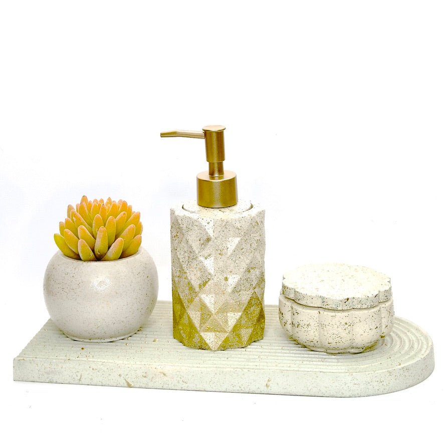 Daisy Bathroom Set in Moon Light, handcrafted bathroom accessories set