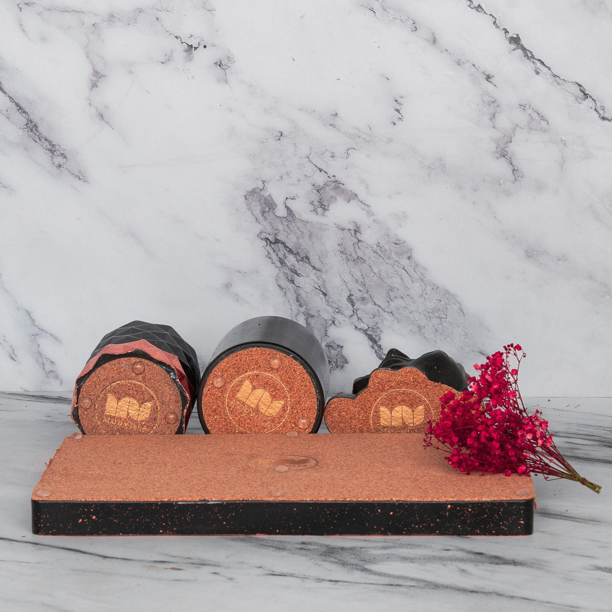 Dusk Bathroom Set in Charcoal Black, handcrafted bathroom accessories set