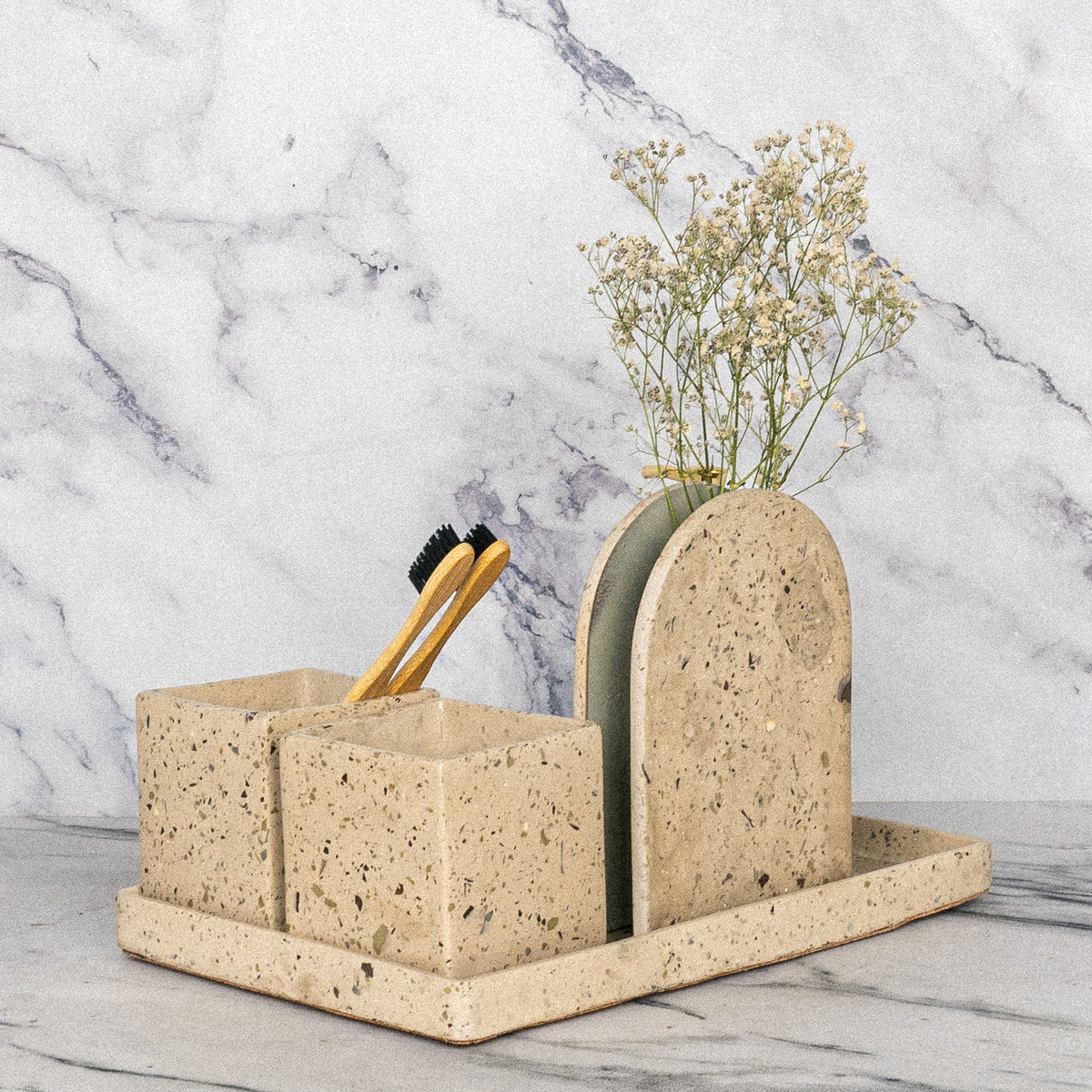Earth Bathroom Set in Harvest Cream, handcrafted bathroom accessories set