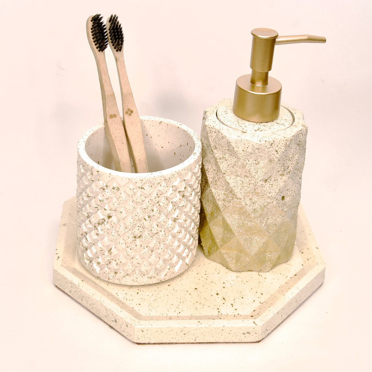 Elvis Bathroom Set in Moon Light, handcrafted bathroom accessories set