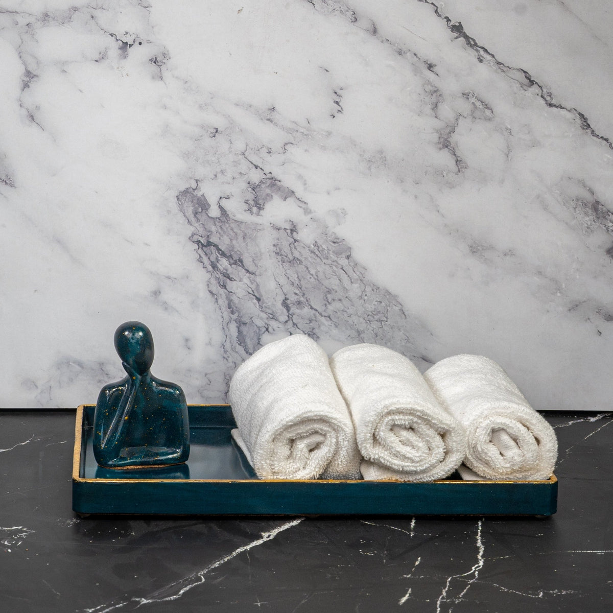 Elysia Bathroom Set in Cool Lagoon, handcrafted bathroom accessories set