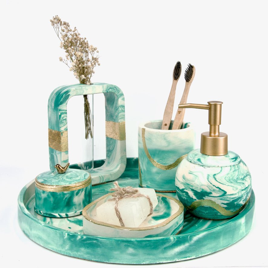 Enchanted Bathroom Set in Lake View, handcrafted bathroom accessories set