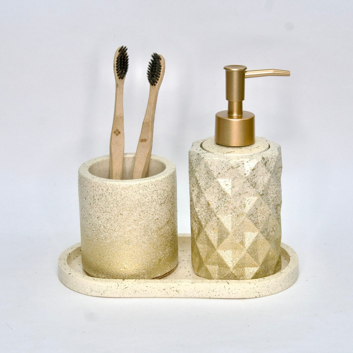 Glitterati Bathroom Set in Moon Light, handcrafted bathroom accessories set
