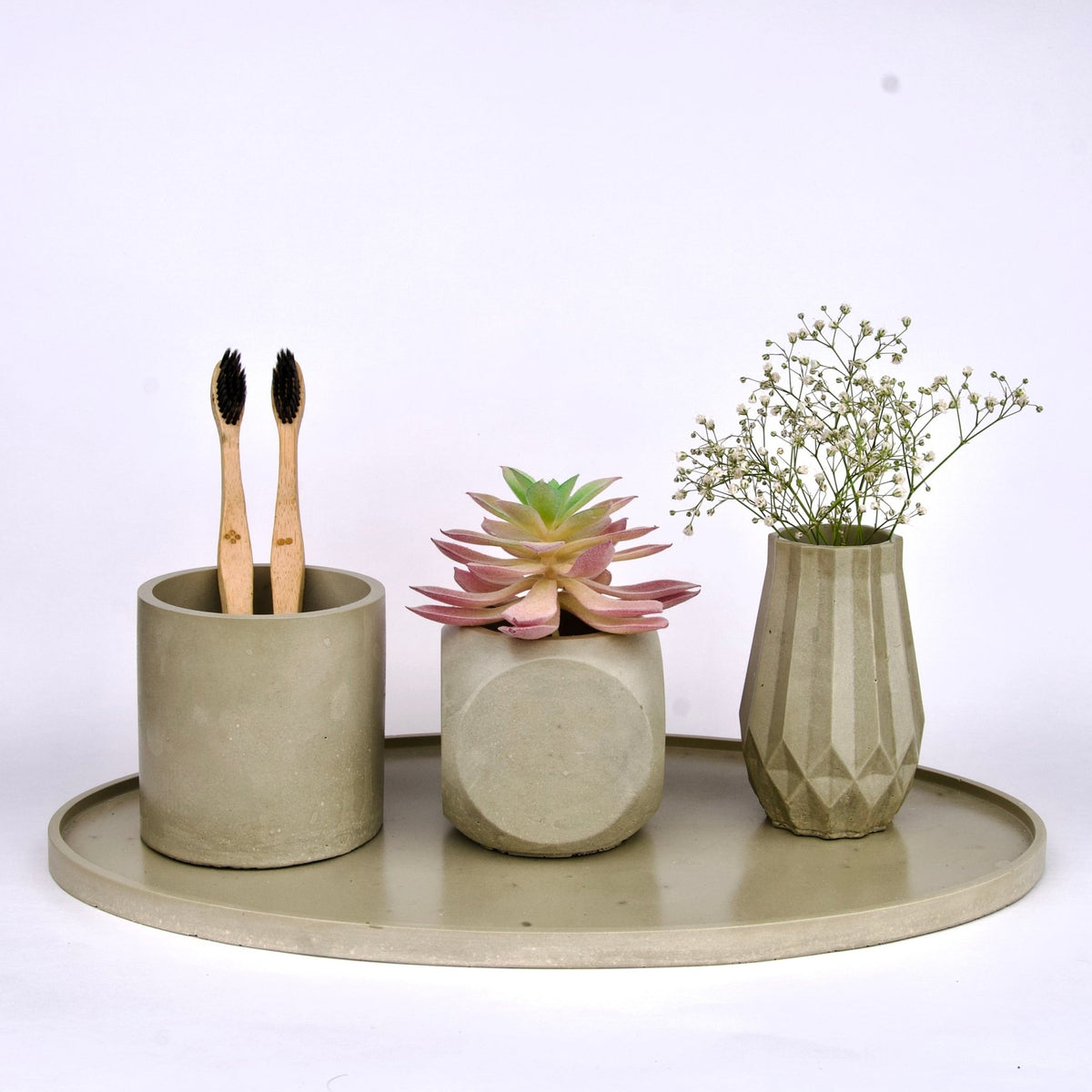 Gravel Bath/Office Set in Silver Feather, handcrafted bathroom accessories set