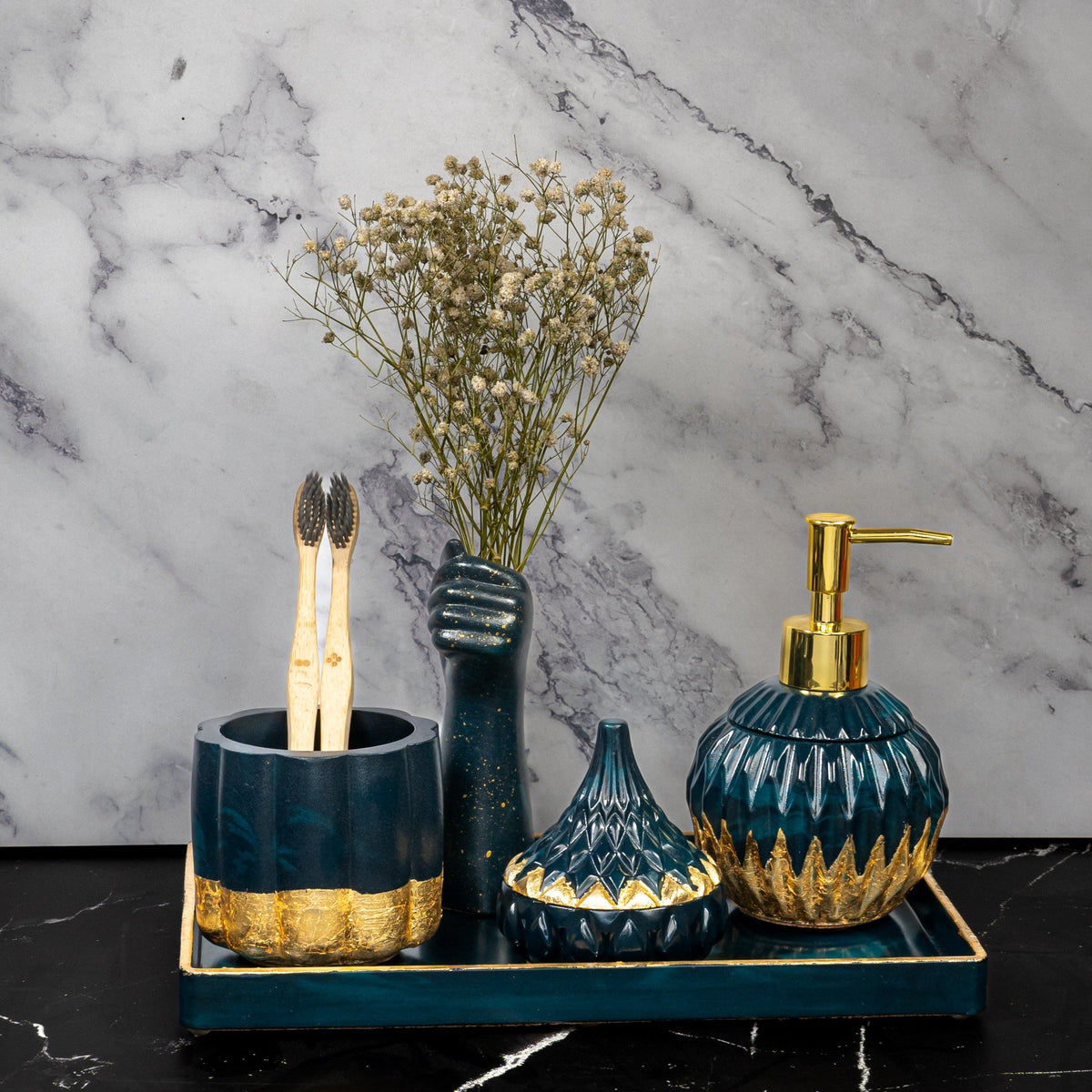 Luminex Bathroom Set in Nautical Depth, handcrafted bathroom accessories set