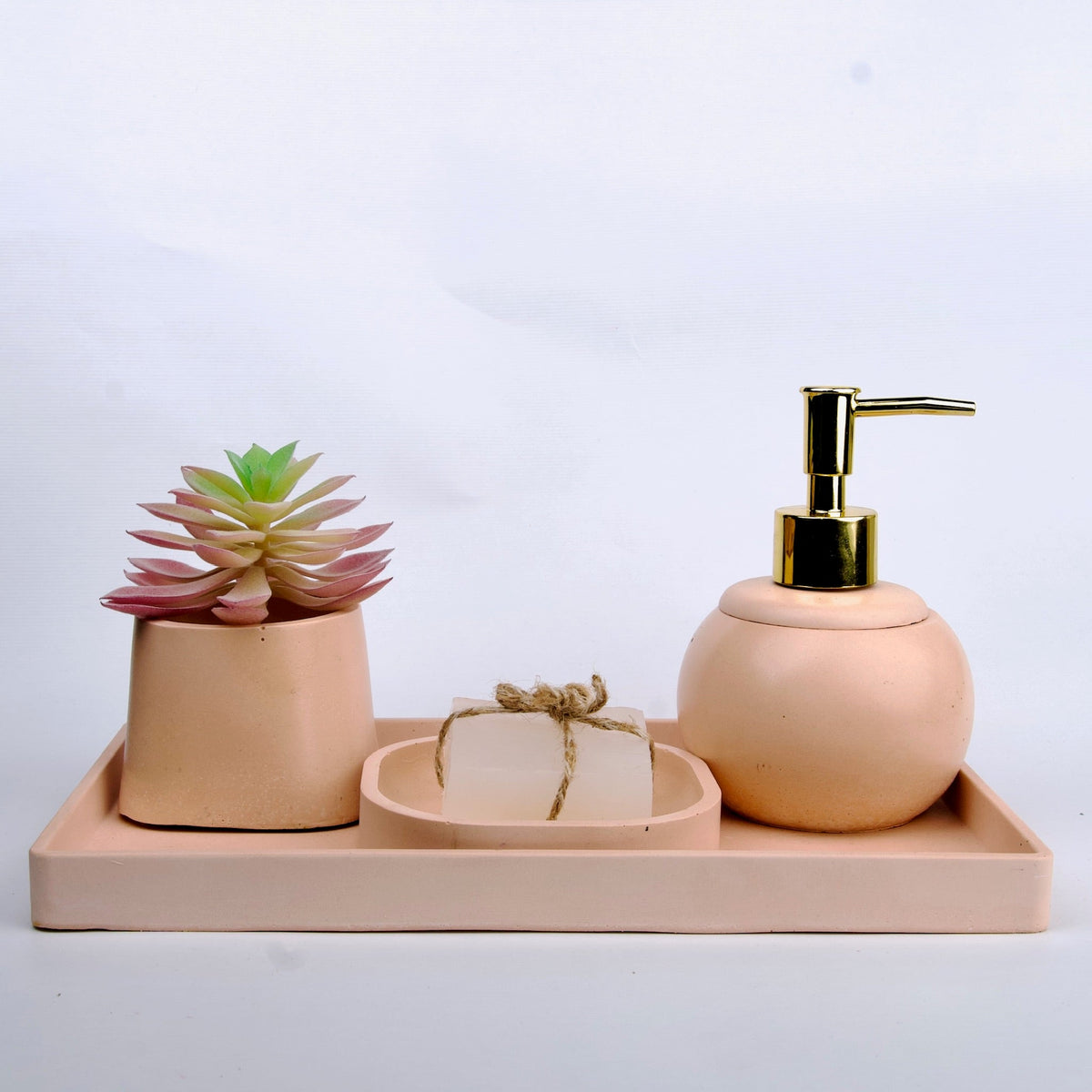 Lushious Bathroom Set in Sunset Glow, handcrafted bathroom accessories set