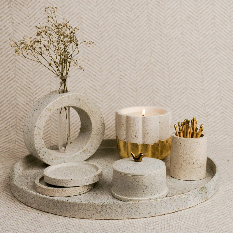 Luxurious Tabletop Arrangement - Ivory with Gold Speckles - ModVilla