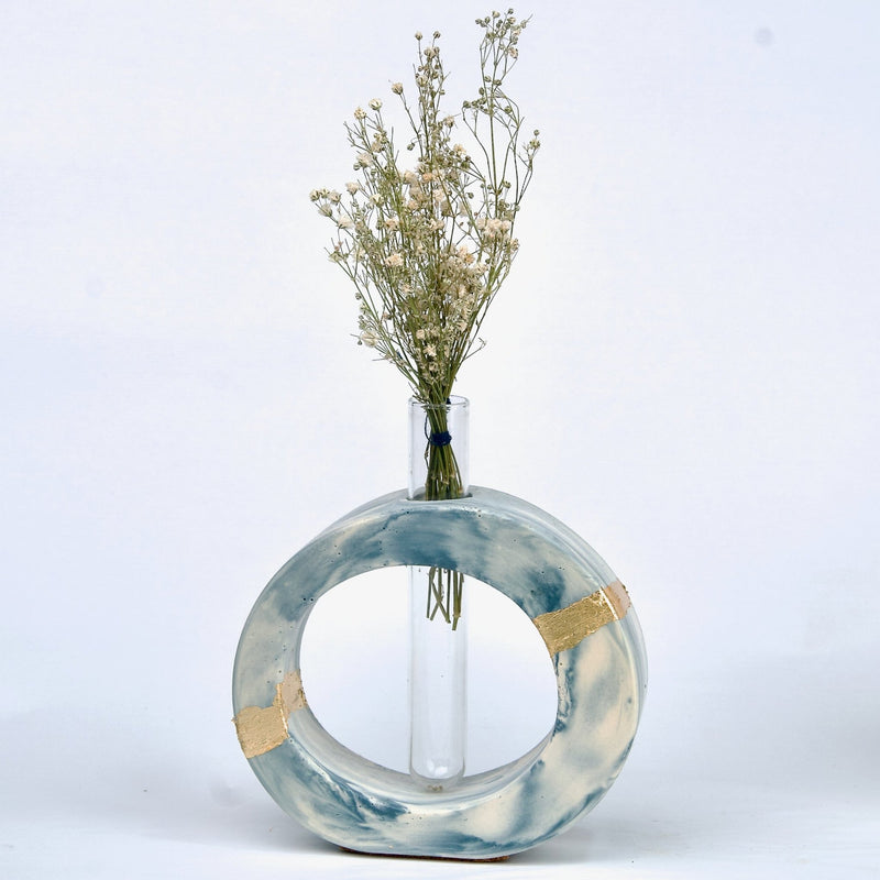 Luxurious Tabletop Arrangement - Light Blue Marbling with Gold Luxe Effect - ModVilla