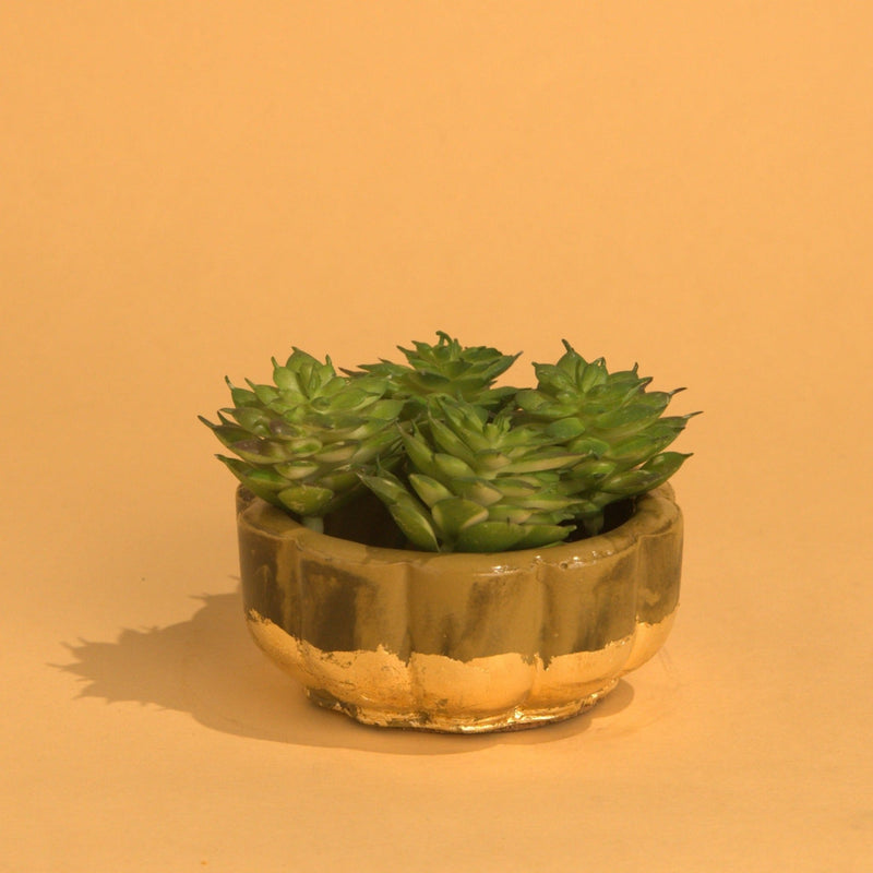 Luxurious Tabletop Arrangement - Olive and Brown Marbling with Gold Luxe Effect - ModVilla