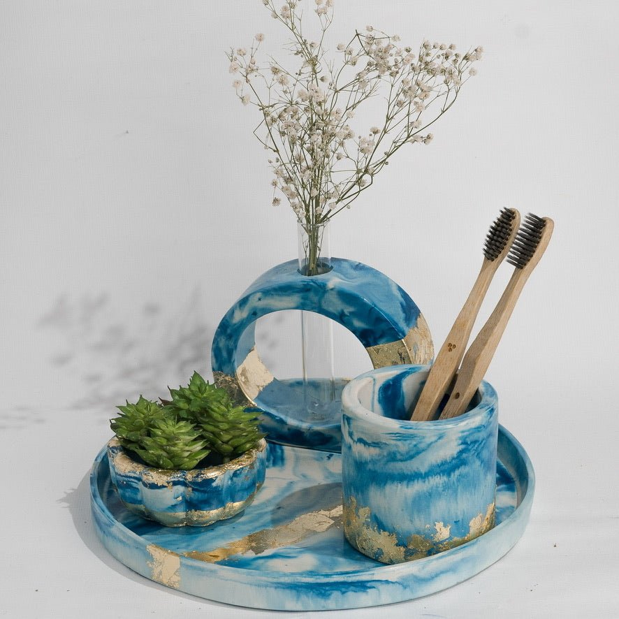 Marine Bathroom Set in Nautical Depth, handcrafted bathroom accessories set