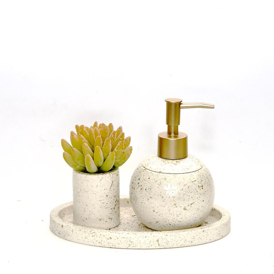 Mia Bathroom Set in Moon Light, handcrafted bathroom accessories set