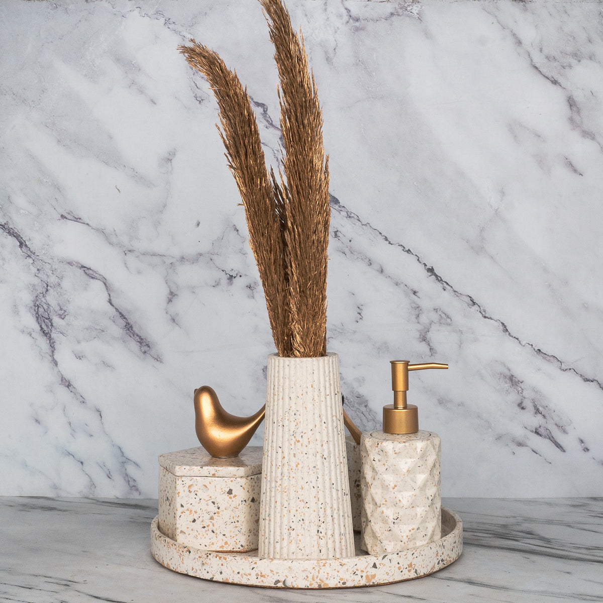 Nest Bathroom Set in Moon Light, handcrafted bathroom accessories set