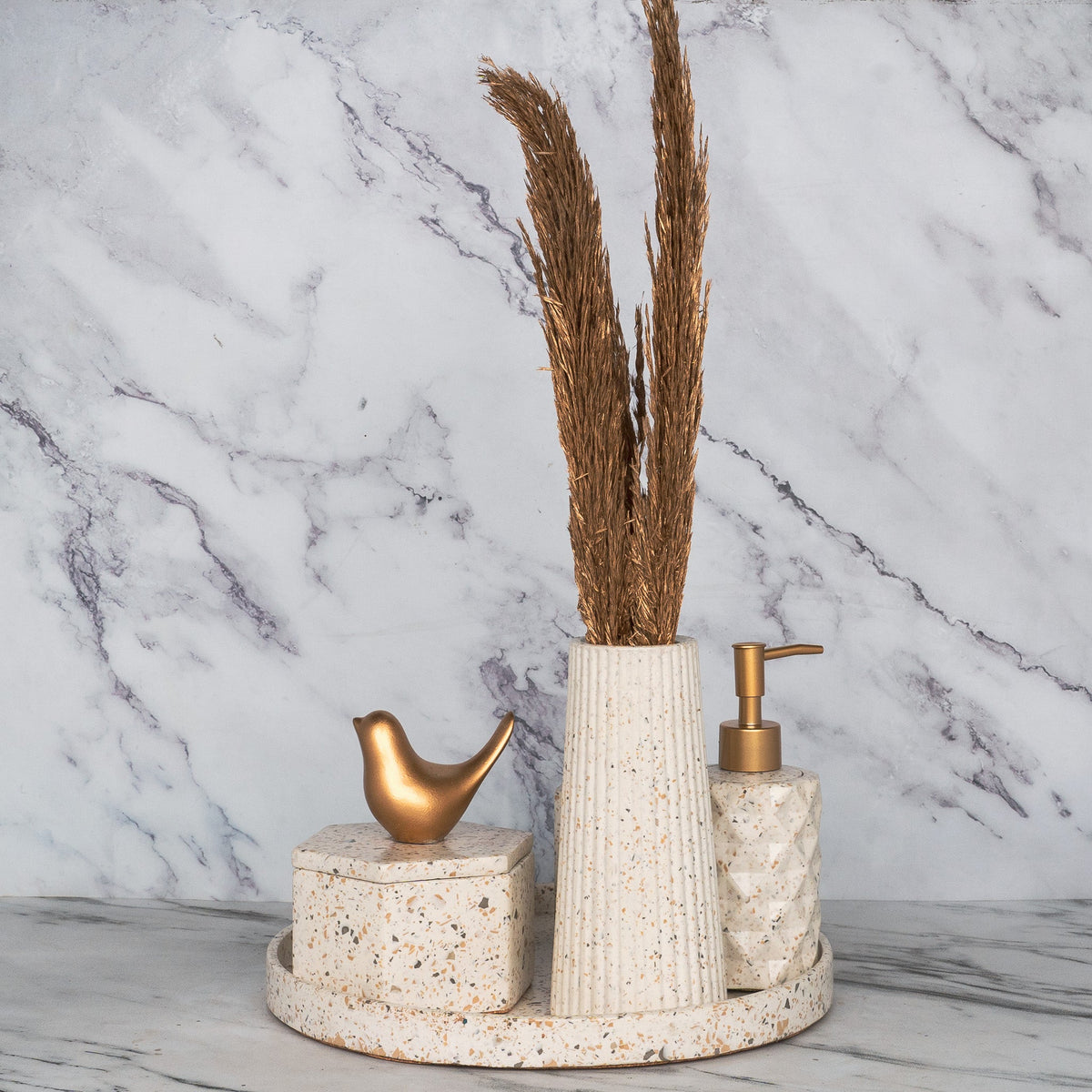 Nest Bathroom Set in Moon Light, handcrafted bathroom accessories set