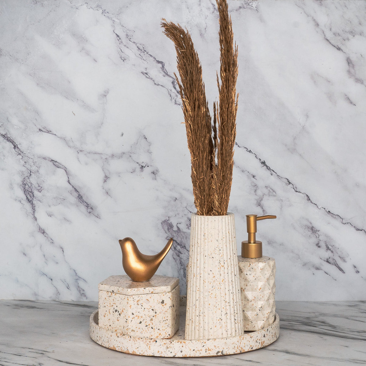Nest Bathroom Set in Moon Light, handcrafted bathroom accessories set