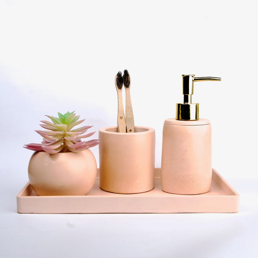 Petals Bathroom Set in Sunset Glow, handcrafted bathroom accessories set