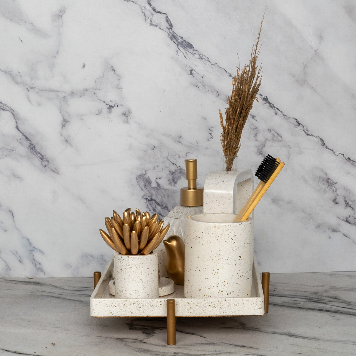 Pharaoh Bathroom Set in Moon Light, handcrafted bathroom accessories set