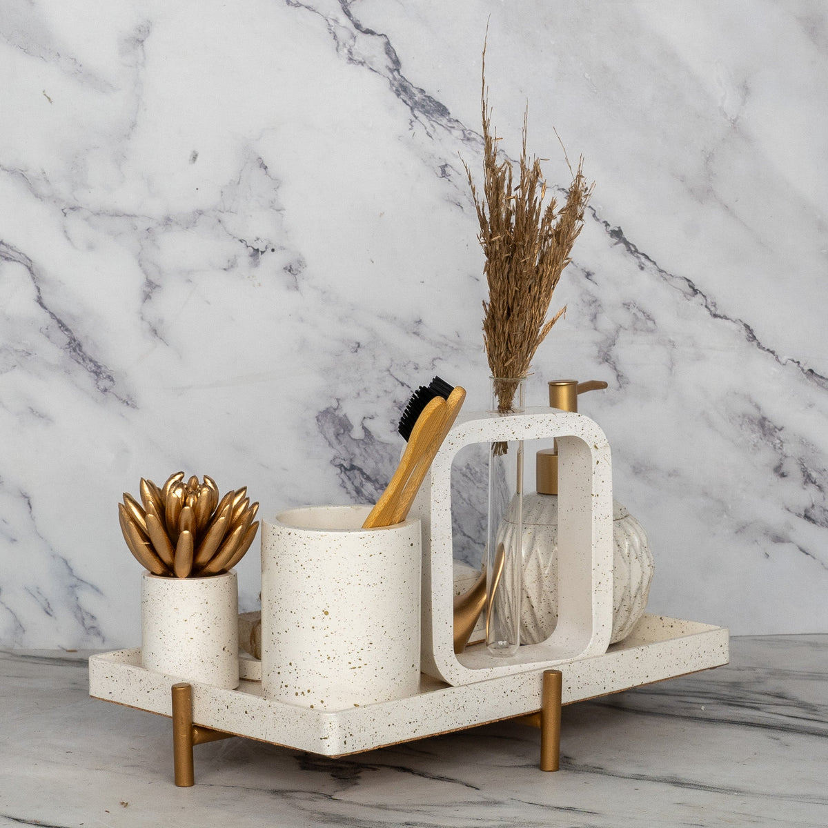 Pharaoh Bathroom Set in Moon Light, handcrafted bathroom accessories set