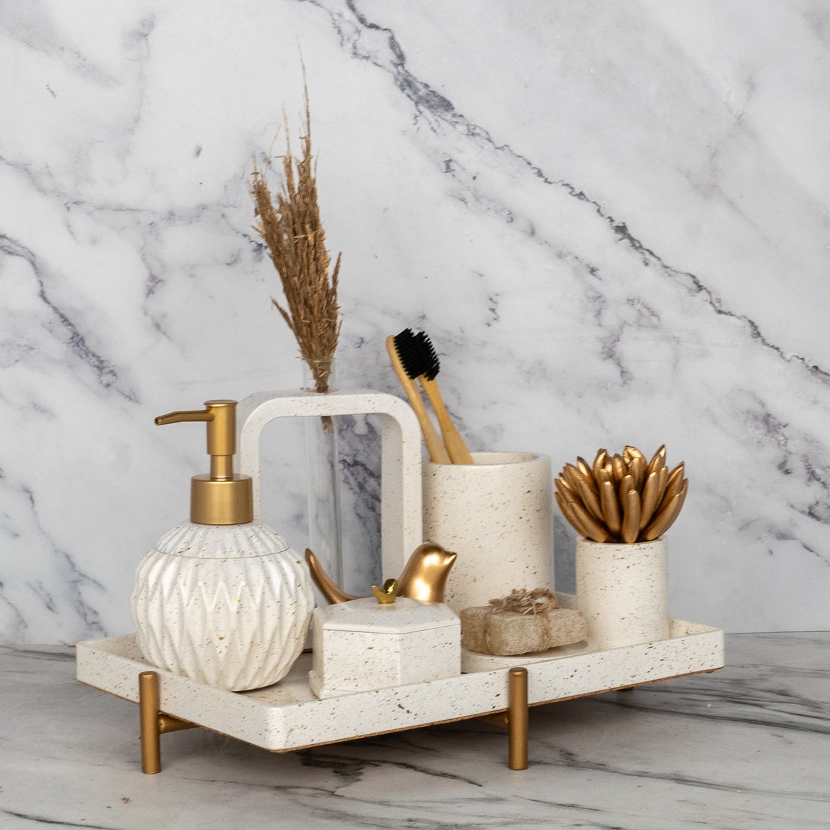 Pharaoh Bathroom Set in Moon Light, handcrafted bathroom accessories set